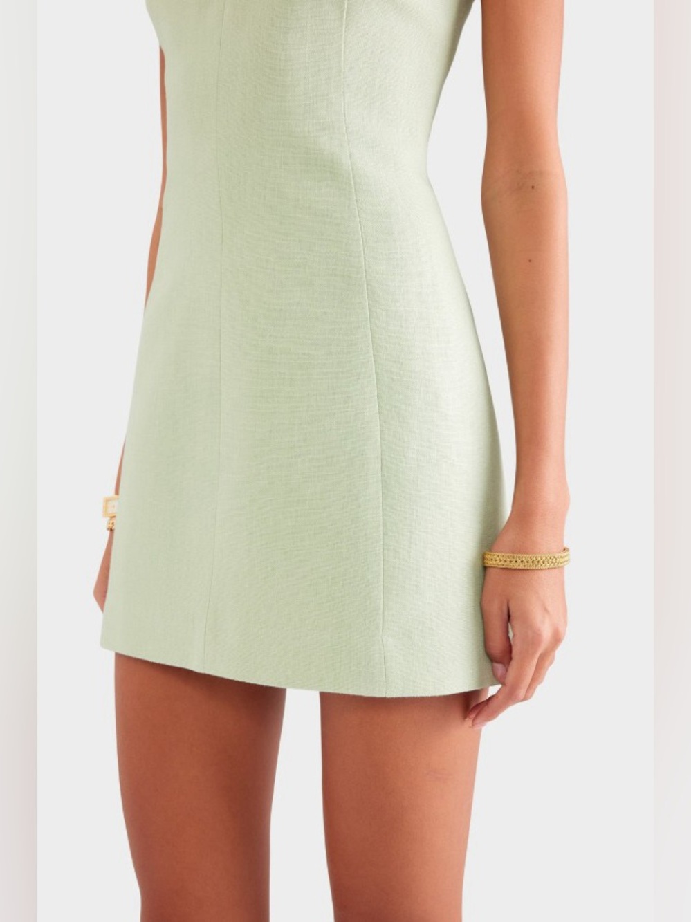 Venroy Mint Green Strapless 100% Linen Structured Corset Mini Dress NWOT - Picture 8 of 16